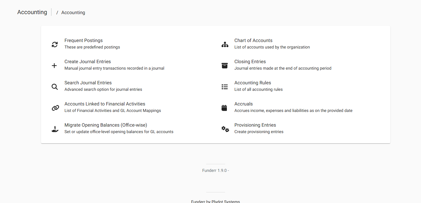 Accounting Menu Accounting Menu