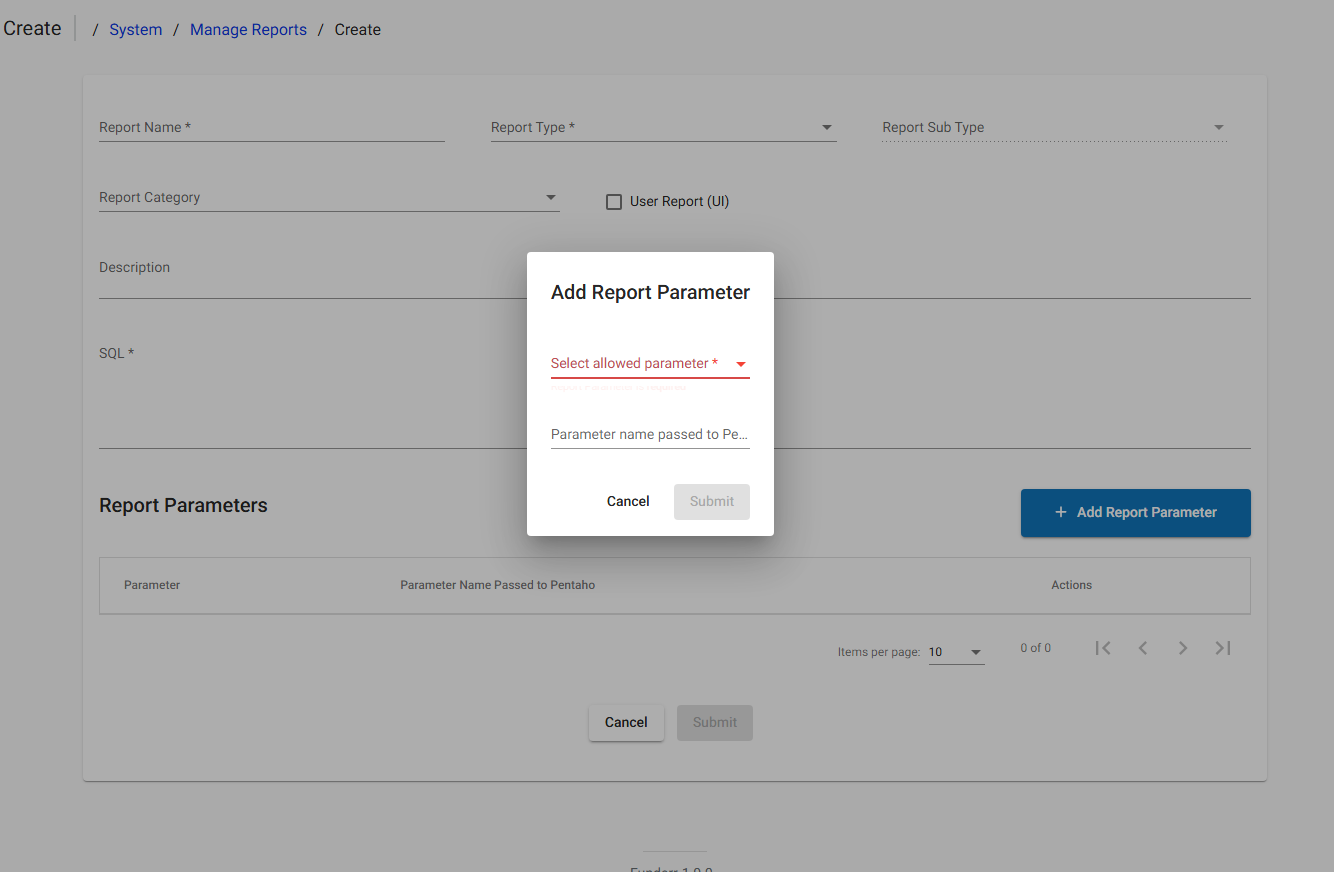 Add Report Parameter Add Report Parameter