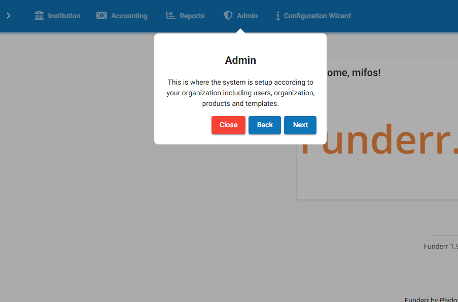 Admin setup wizard Admin setup wizard