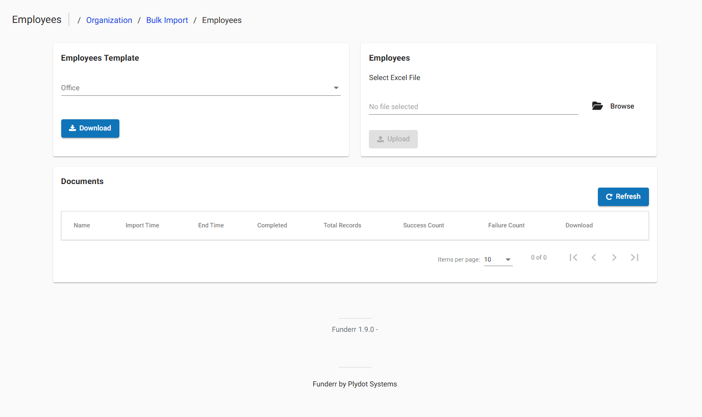 Bulk Import Employees Screen Bulk Import Employees Screen