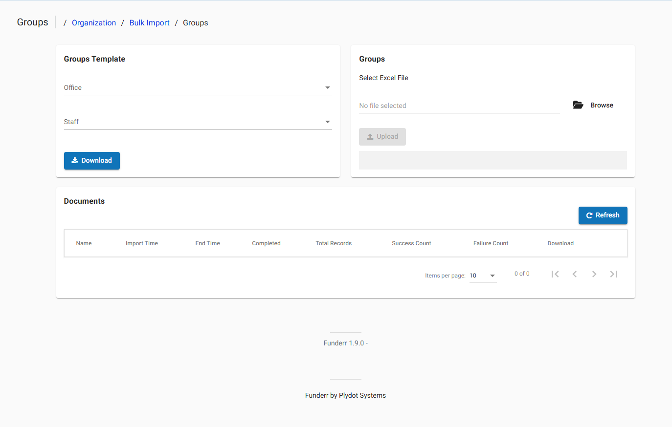 Bulk Import Groups Screen Bulk Import Groups Screen