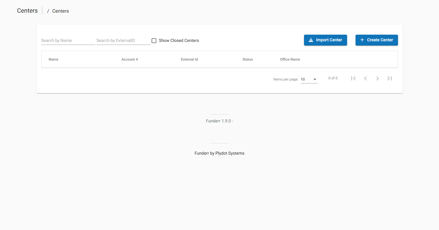 Centers List Screen Centers List Screen