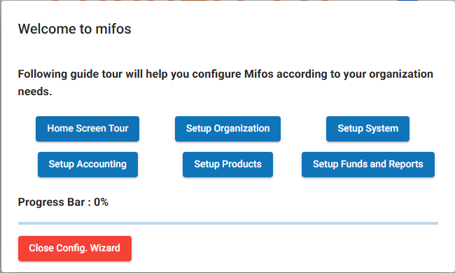 Config Wizard popup Config Wizard popup