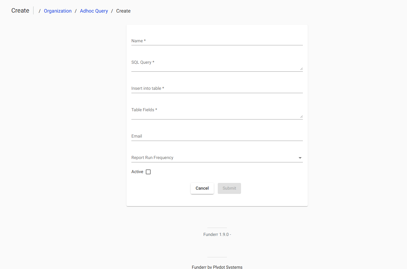 Create Ad Hoc Query Form Create Ad Hoc Query Form
