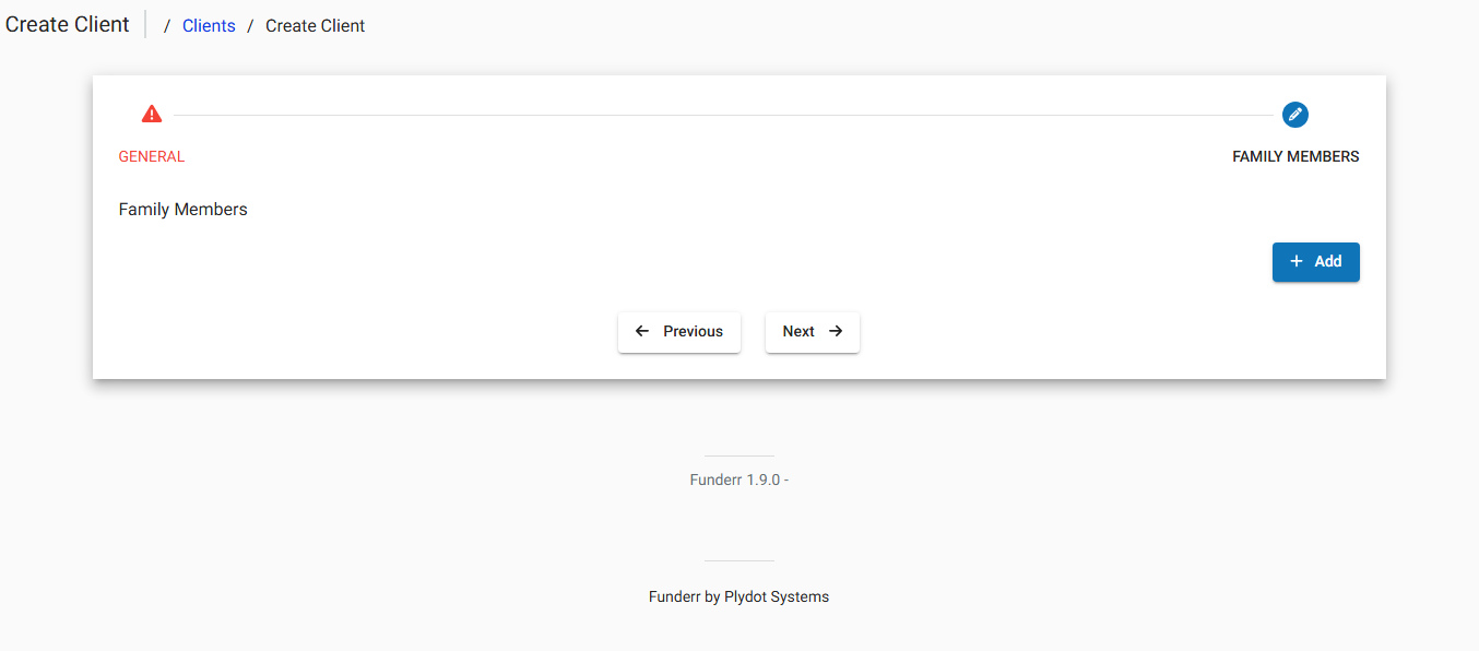 Create Client Form - Family Members Tab Create Client Form - Family Members Tab