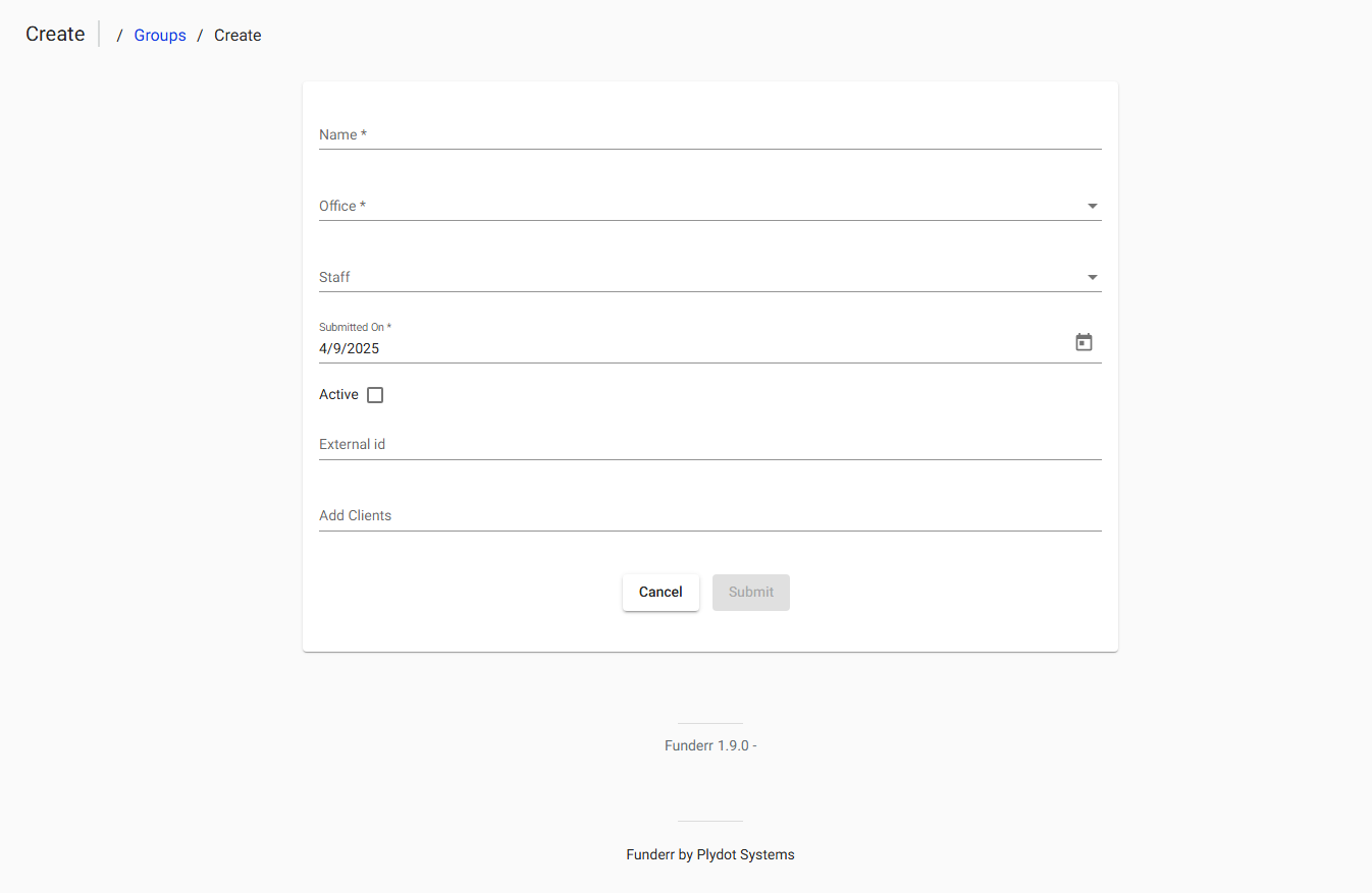 Create Group Form Create Group Form