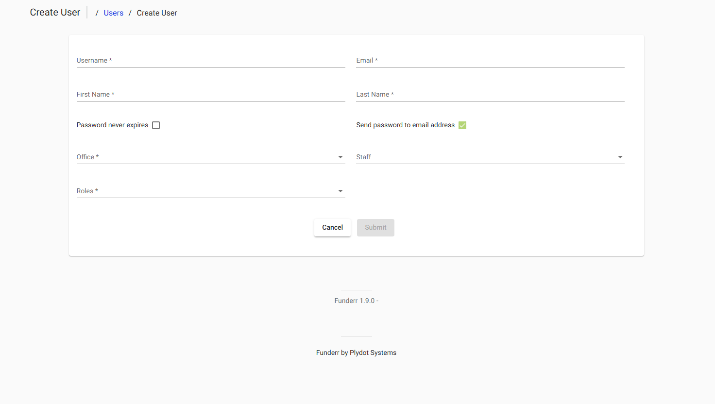 Create User Form Create User Form