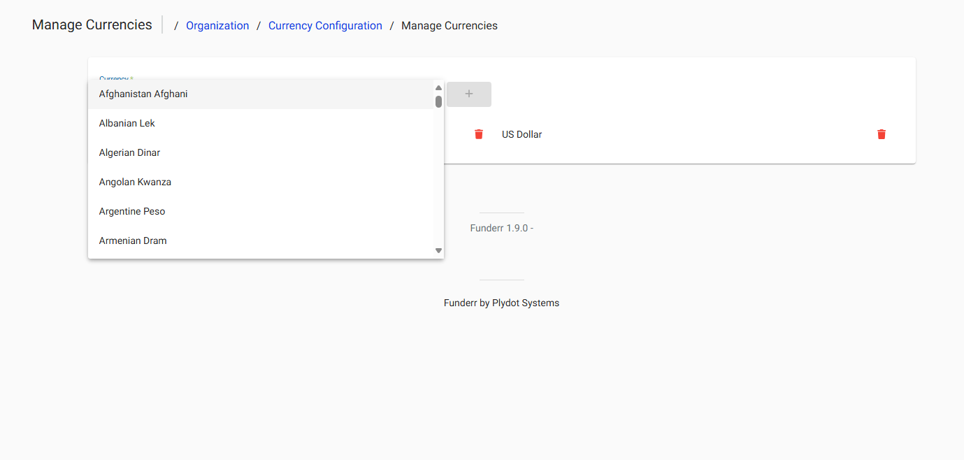 Currency Configuration Create Currency Configuration Create