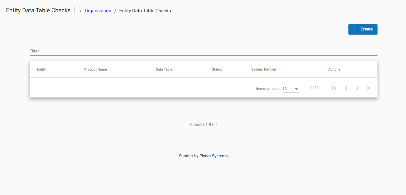 Entity Data Table Checks List Entity Data Table Checks List
