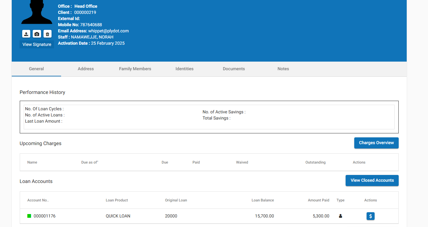 Loan Accounts List Loan Accounts List