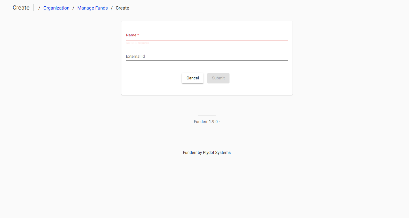 Create Fund Popup Create Fund Popup