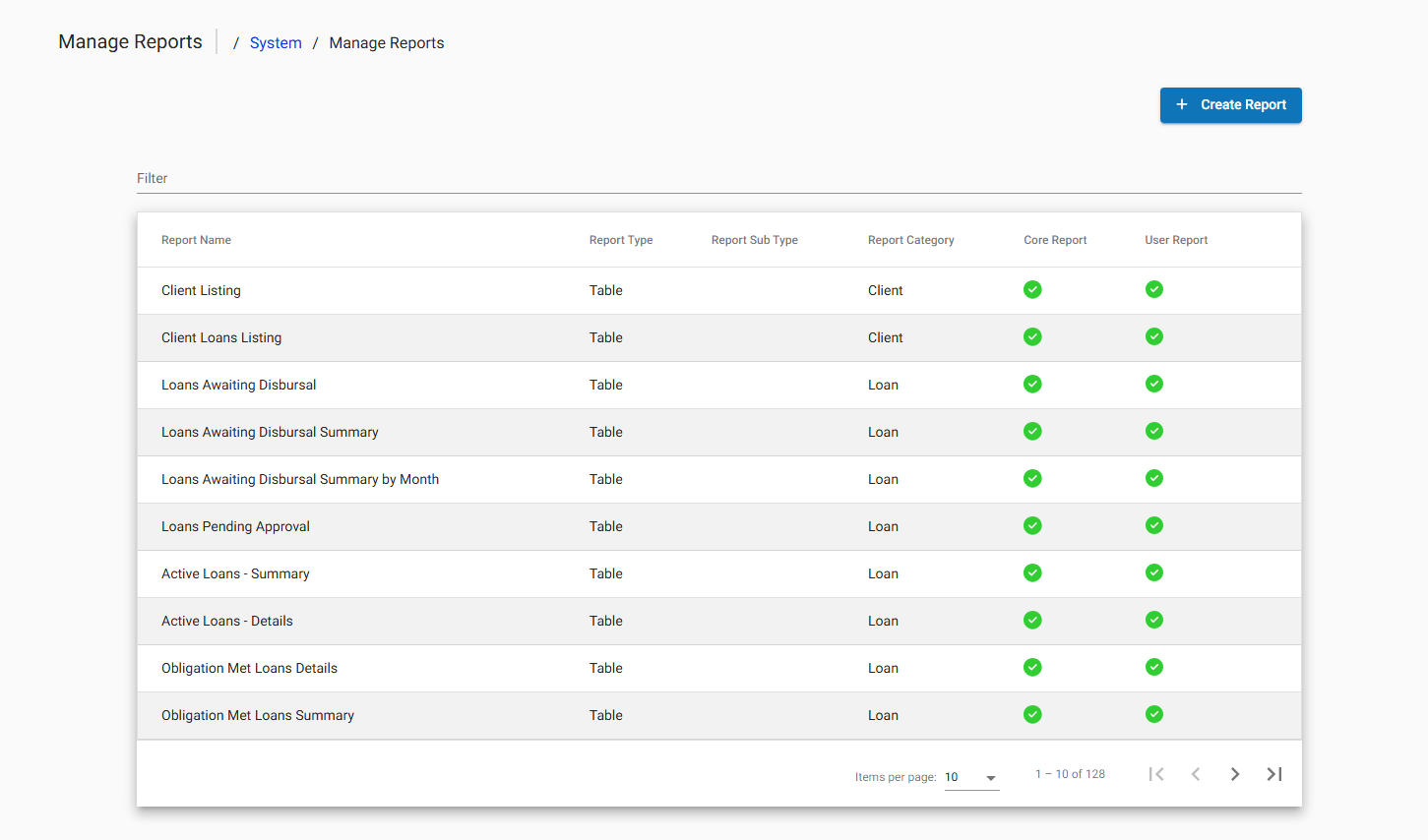 Manage Reports Manage Reports
