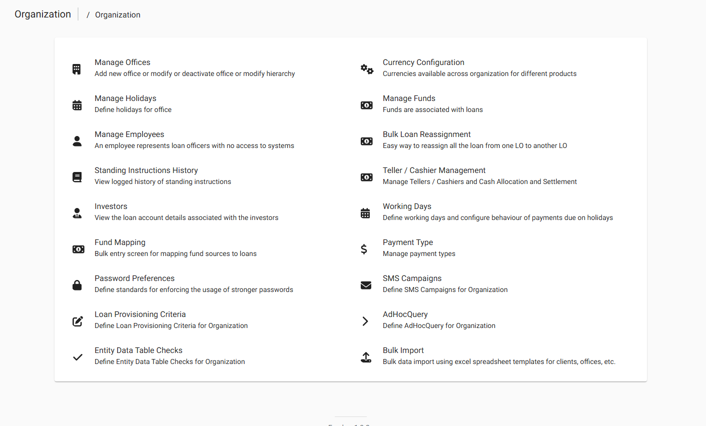 Organization Settings Screen Organization Settings Screen