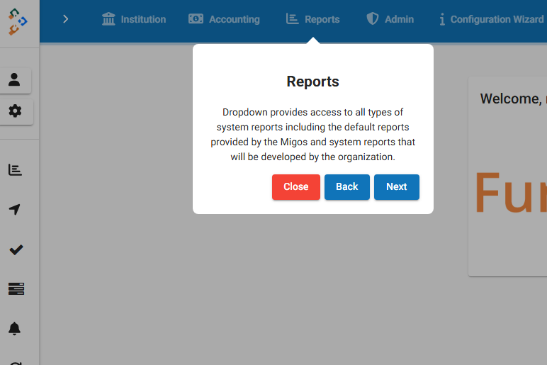 Reports setup wizard Reports setup wizard