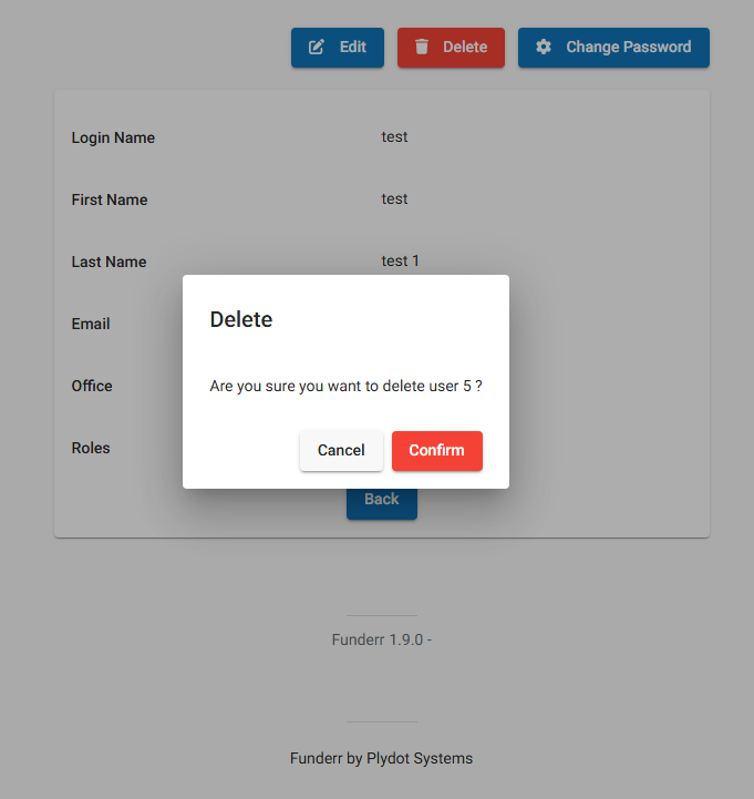 Confirmation to delete user Confirmation to delete user